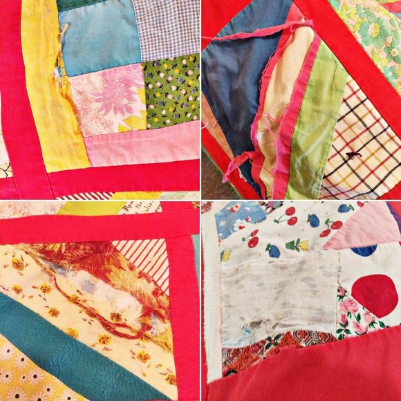 Vintage Patchwork Scrap Crazy Quilt Handmade Full - Picture 11 of 12